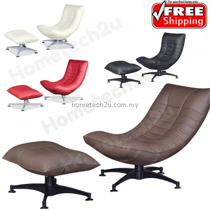 Half Leather One Seater Swivel Recliner Chair with 1 Pour For Leg
